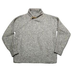 Schott Bros Sweater Mens Large Gray Shawl Collar Toggle Knit Wool Blend Pullover